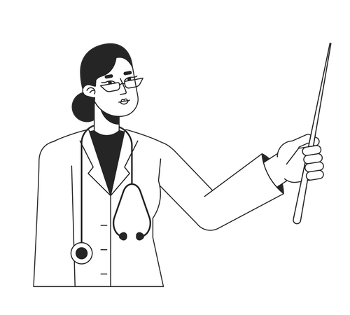 Médico profesional sosteniendo puntero  Ilustración