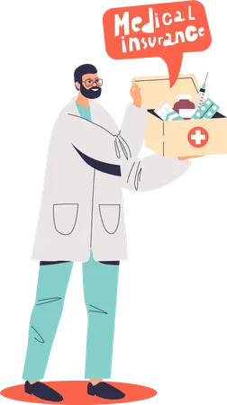 Médico que ofrece seguro médico.  Ilustración