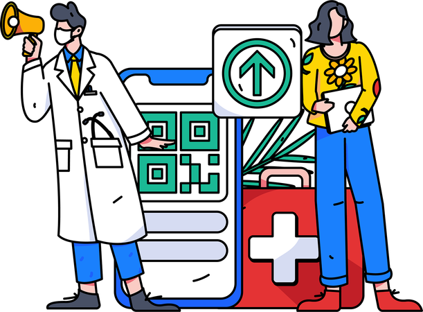 Médico revisando el monto de la factura médica del paciente  Ilustración