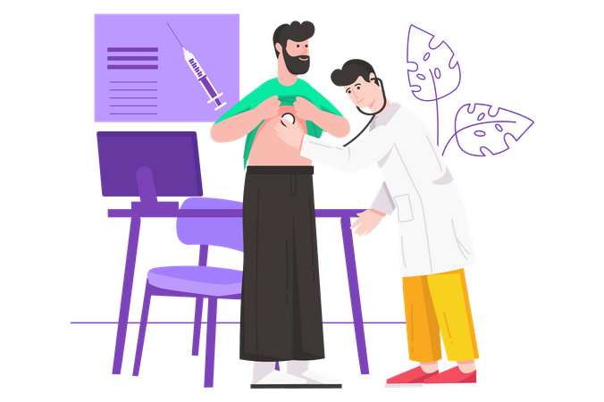Doctor haciendo chequeo del paciente  Ilustración