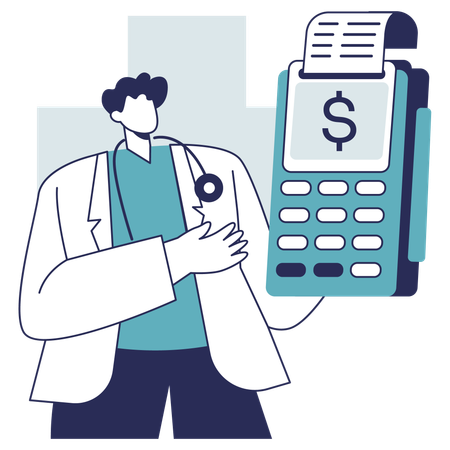 El médico recibe el pago médico.  Illustration