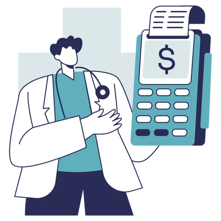 El médico recibe el pago médico.  Illustration