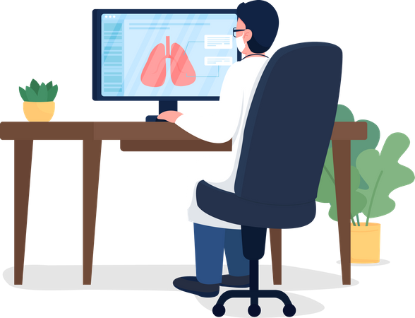Médico respiratorio en el lugar de trabajo  Ilustración