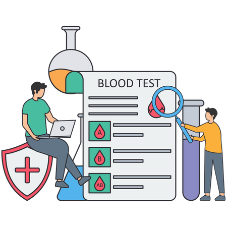 Médico revisando el informe de sangre  Ilustración