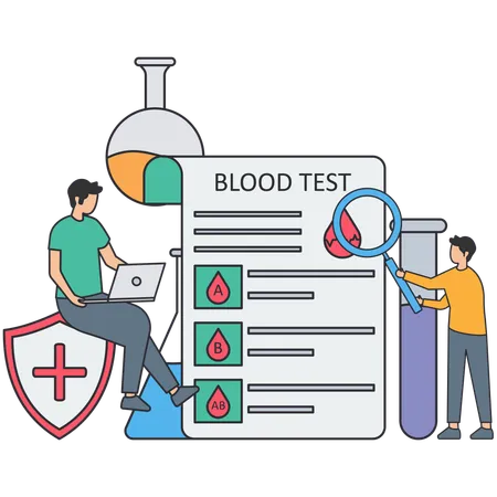 Médico revisando el informe de sangre  Ilustración