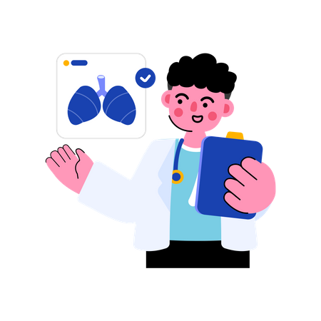 Médico revisando el pulmón  Ilustración