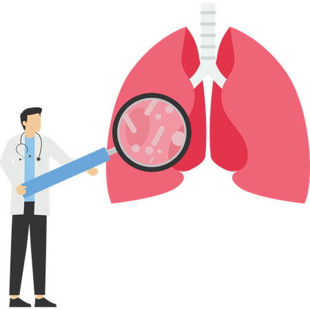 Doctor revisando los pulmones  Ilustración
