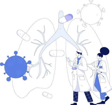 Doctor revisando los pulmones  Ilustración