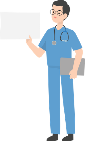 Médico segurando cartaz  Ilustração