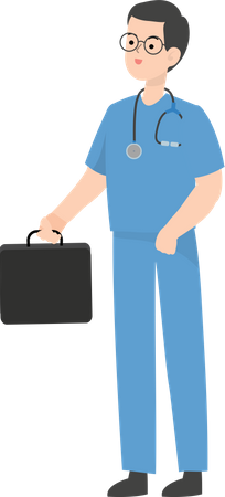 Doctor sosteniendo maletín  Ilustración