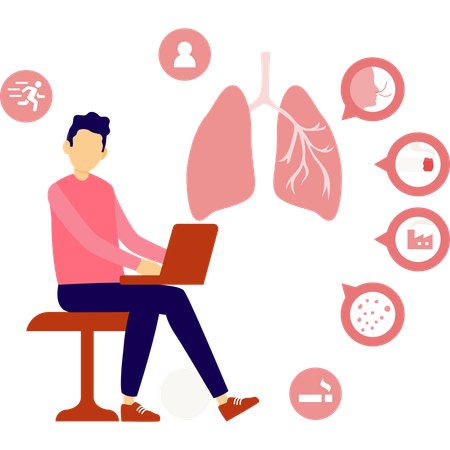 Médico tratando doença pulmonar  Ilustração
