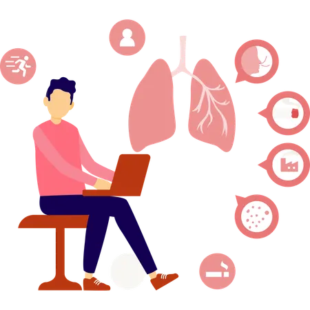 Médico tratando doença pulmonar  Ilustração