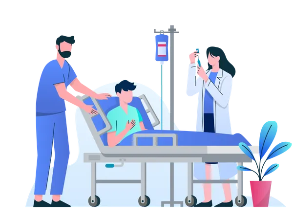Médico tratando paciente no hospital  Ilustração
