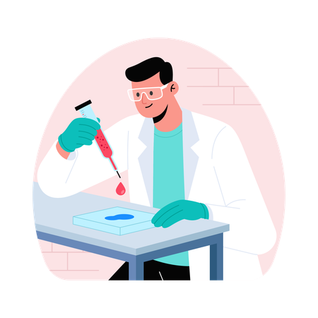 Médico usando seringa  Ilustração