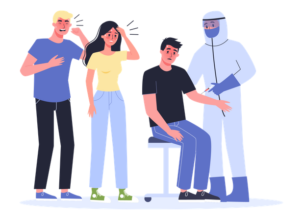 Médico vacinando pacientes com coronavírus  Illustration