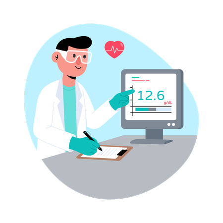 Médico verifica relatório médico  Ilustração