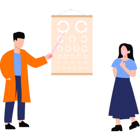 Médico verificando a visão da menina  Illustration