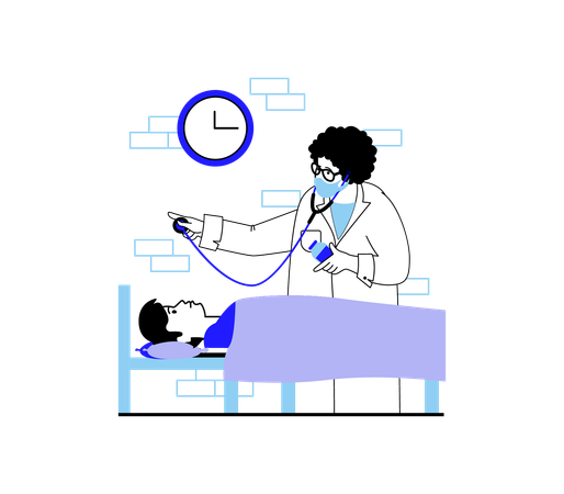 Médico verificando paciente  Ilustração