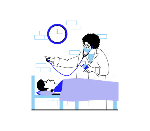 Médico verificando paciente  Ilustração