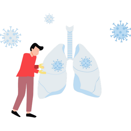 Médico verificando se há alguma infecção pulmonar  Ilustração