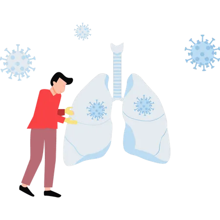 Médico verificando se há alguma infecção pulmonar  Ilustração