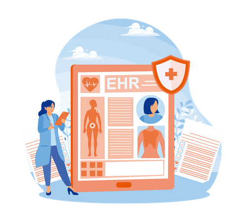 Opiniões do médico no relatório EHR  Ilustração