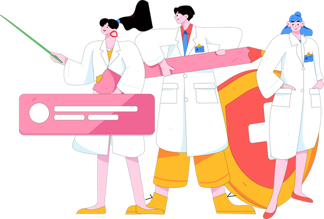 Médicos con seguro médico  Illustration