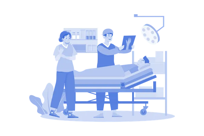 Médicos fazendo cirurgia  Ilustração