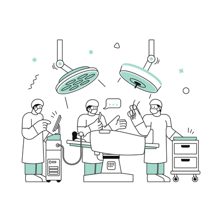 Médicos fazendo cirurgia  Ilustração