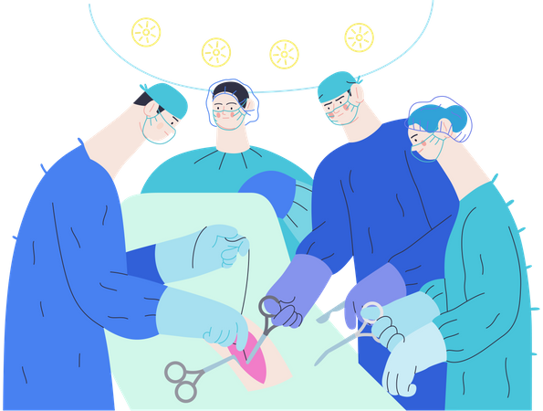 Médicos fazendo operação  Ilustração