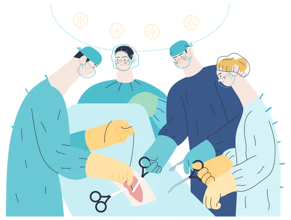 Doctores haciendo operación  Ilustración