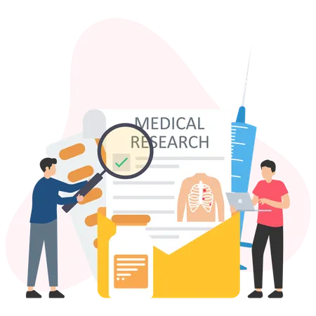 Médicos realizam pesquisas médicas  Ilustração