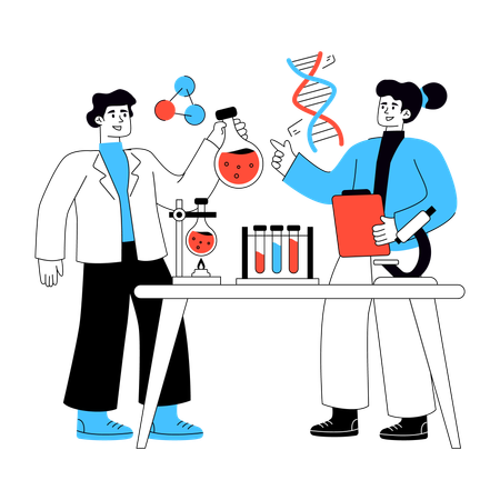 Los médicos realizan un experimento médico  Ilustración