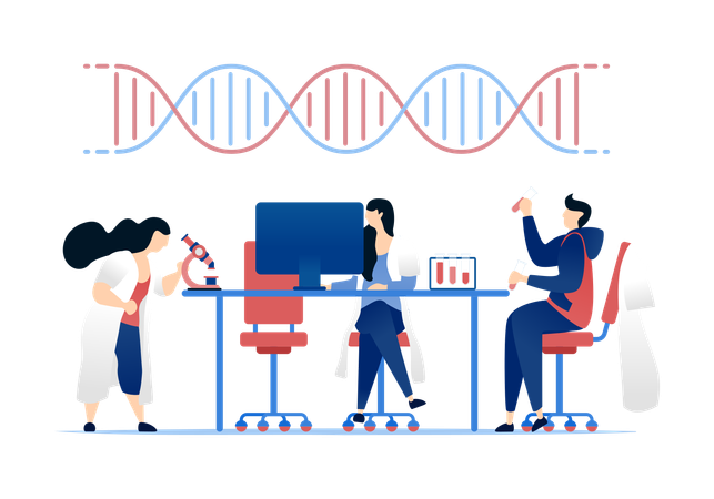 Los médicos realizan pruebas de ADN  Ilustración