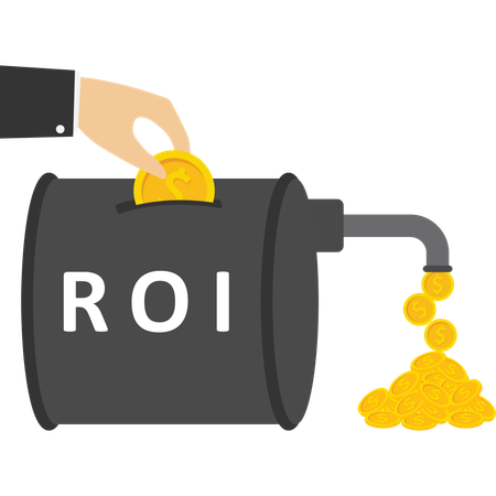 Medida de desempenho do retorno sobre o investimento a partir do custo investido e da eficiência do lucro  Ilustração