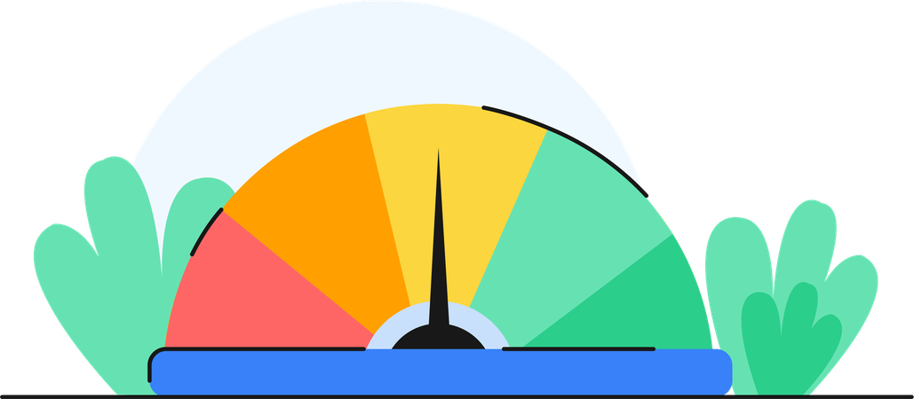 Empresário visualizando o Score Meter  Ilustração