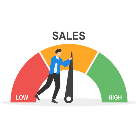 El medidor de ventas indica  Ilustración