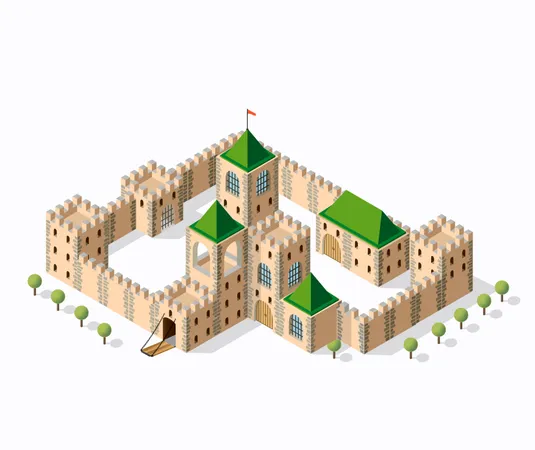 Medieval fortress fort Illustration