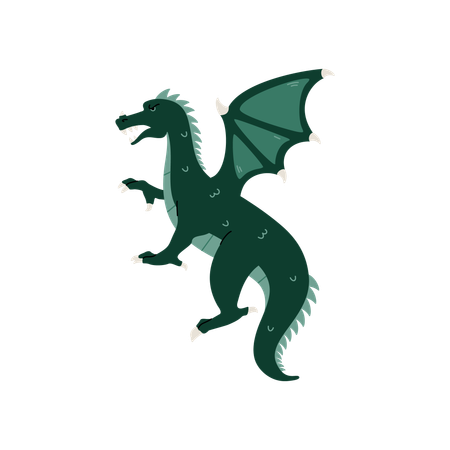 Medieval green dragon  Illustration