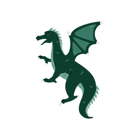 Medieval green dragon  Illustration