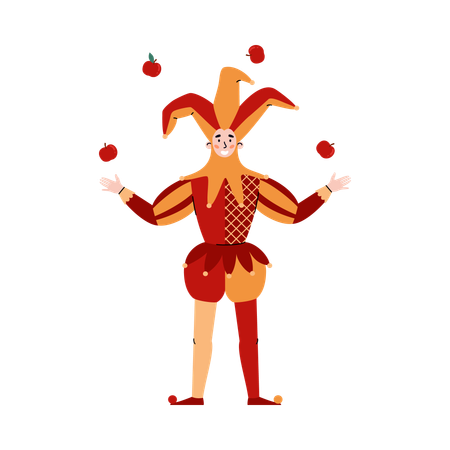 Medieval Jester in costume  Illustration