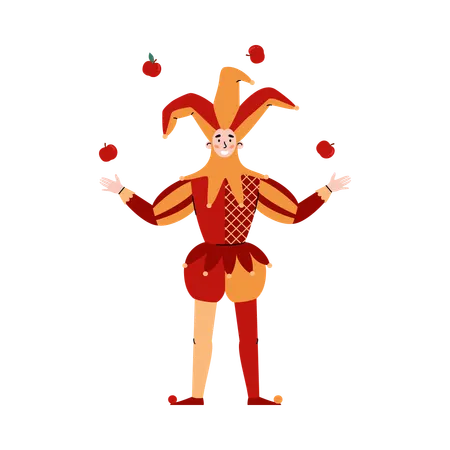 Medieval Jester in costume  Illustration