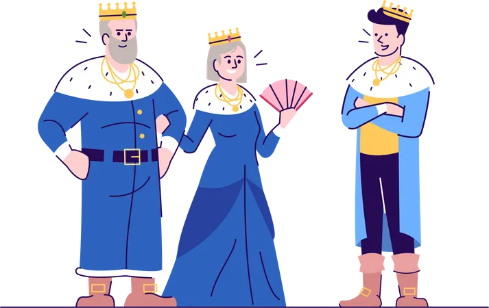 Medieval king, queen and prince  Illustration