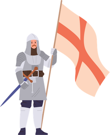 Medieval knight holding flag  Illustration