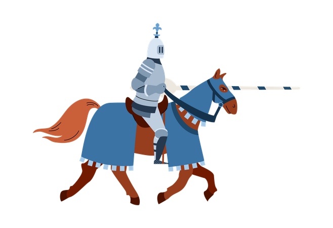 Medieval knight horseman armed with lance  Illustration