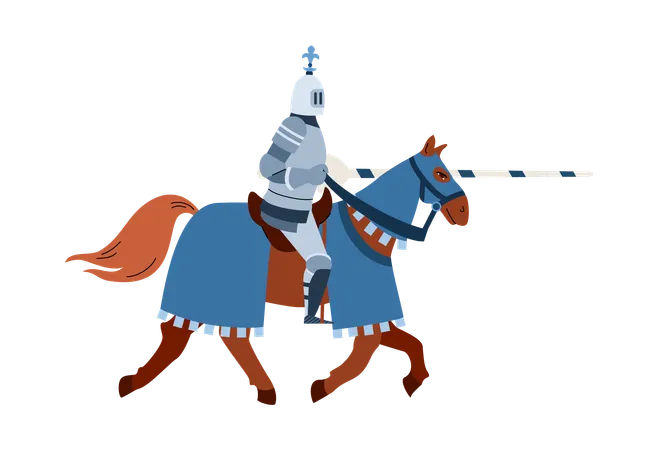 Medieval knight horseman armed with lance  Illustration