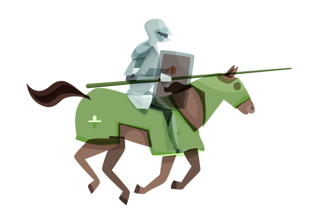 Medieval knight horseman attacking enemies Illustration