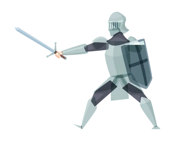Medieval knight in a battle Illustration