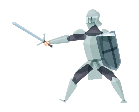 Medieval knight in a battle  Illustration