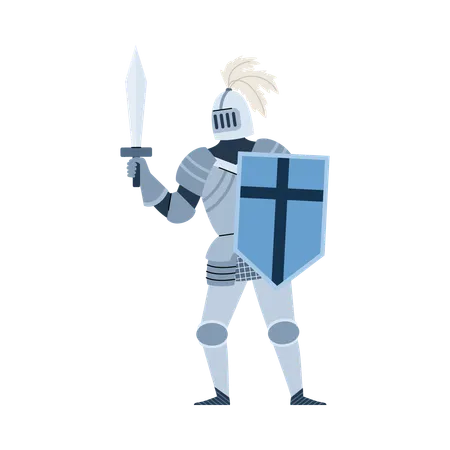 Medieval knight in armor and helmet  Illustration